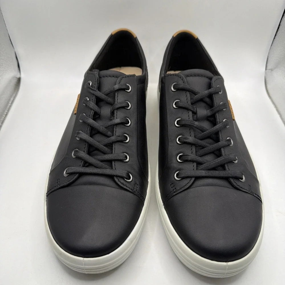 ECCO Soft 7 Men's Black Leather Shoes Low Top Shoes 430004 01001 EU44 US 10-10.5